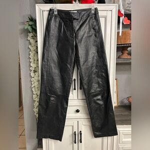 Black Leather Pants size 4 High Wasted Straight Leg Vintage